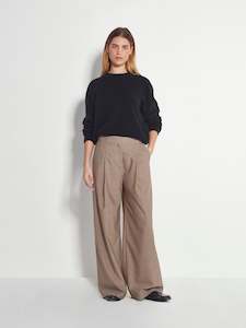 Juliette Hogan Calla Culotte Fine Wool Suiting - Salt and Pepper