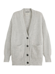 Scotch & Soda Textured Stitch Oversized Cardigan - Grey