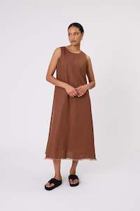 Marlow Florence Linen Dress - Burnt Umber
