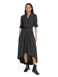 Sale Dresses: Scotch & Soda Midi Dress with High Low Hem - Polka Dot