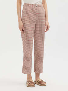 Sale Pants: Nice Things Twotone Check Seersucker Pants - Terracotta