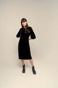 Tanya Carlson: Tanya Carlson Velvet Anna Dress - Black