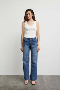 Pulz Vega Jeans Ultra Highwaist Wide Leg - Medium Blue