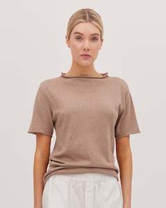 Cloth Co: Cloth & Co The Funnel Neck Tee - Walnut