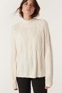 Cable: Cable Cashwool Cable Jumper - Milk