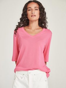 Sills: Vera V-Knit Tee - Pink Sherbert