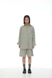 Anchor Shirt - Sage + Dark Khaki Stripe