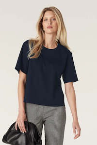 Cable: Pima Lantern Sleeve Top - Navy