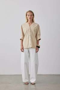 Sorin Top - Hay with Parchment Stripe