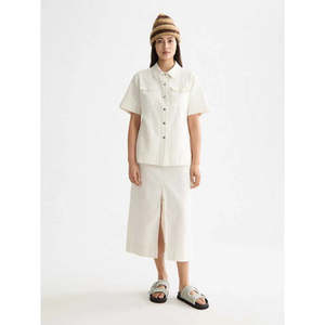 Skirts: Workwear Midi Skirt - Egg Nog