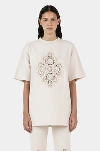 T Shirt: Marley Crochet Shirt - Sandstone