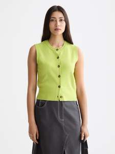 Knitted Spencer Vest - Green
