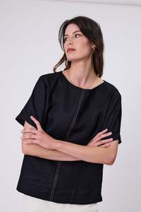 Sale: Sable Linen Top - Black