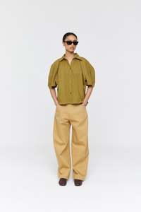 Citterio Shirt - Olive/ Contrast Stitch