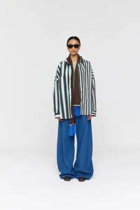 Marin Shirt - Brown + Mint Stripe