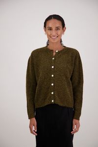 Frenchie Olive Knit Cardigan