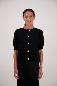 French Black Wool Cardigan