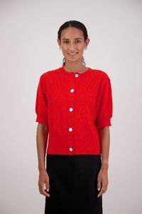 French Orange Wool Cardigan