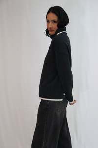Tatano Dipped Henri Roll Neck - Charcoal/Natural
