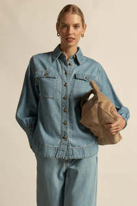 Crest Denim Top - Light Washed Denim