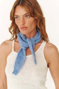 Accessories: Noa Knit Neckerchief Scarf - Sky Marle