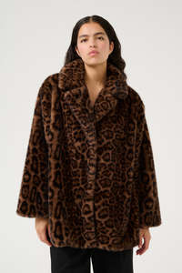 Tira Fur Jacket - Brown Leopard