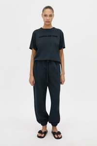 T Shirt: CAMILLA AND MARC Tia Flocking Logo Tee Deep Ink