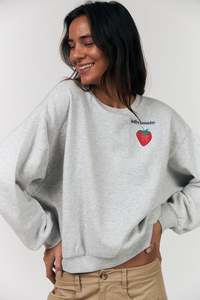Lollys Laundry: Lollys Laundry Sydney Strawberry Sweatshirt - Light Grey Melange