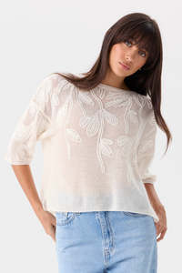Knitwear: Mia Fratino Helena Tee - Cloud