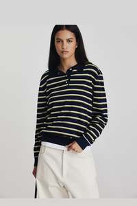 Knitwear: Ricochet Noe Polo - Matcha + Mint