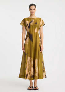 Morrison Astra Pintuck Dress - Moss Print