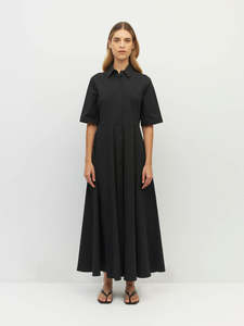 Dresses: Juliette Hogan Delphi Dress (Threadline Cotton) Black Linear