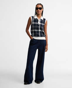 Tops: Barbour Allerdale Knitted Vest – Monochrome Tartan