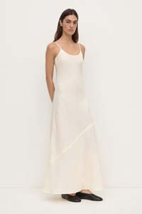 Dresses: Assembly Label Colette Linen Slip Dress - Vanilla