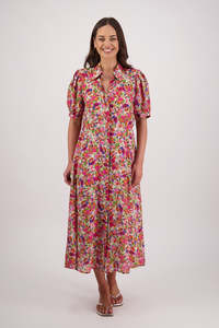 Dresses: Briarwood Thelma Shirt Dress - Bright Floral