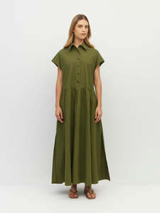 Juliette Hogan: Juliette Hogan Lenni Dress Crushed Cotton - Moss