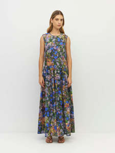 Juliette Hogan: Juliette Hogan Romi Dress (Electric Meadow Cotton) Blue Light