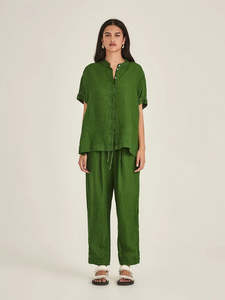 Sills Emma Linen Top - Palm Green