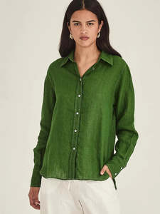 Sills: Sills Princeton Linen Shirt - Palm Green