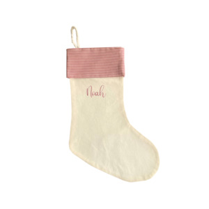 Handmade: Christmas Stocking Red Striped - Personalised