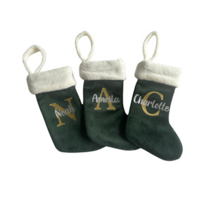 Handmade: Personalised Gift Mini Stockings Green Velvet