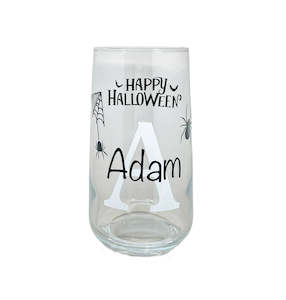 Personalised Halloween Glass with Spiders