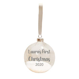 Baubles: Personalised Snow Bauble White 9cm