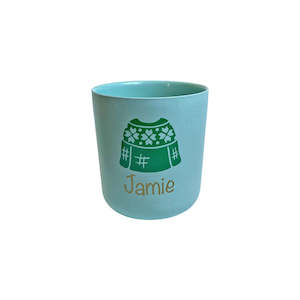 Christmas Glasses Cups: Personalised Ugly Sweater Christmas Bamboo Cup