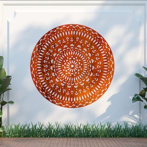 Corten Steel Ladybugs: Metal Wall Art Mandala