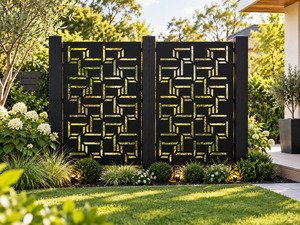 Corten Steel Ladybugs: Corten Steel Fence Panel Privacy Screen Random Lines