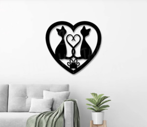 Cats in Love Metal Wall Art Made