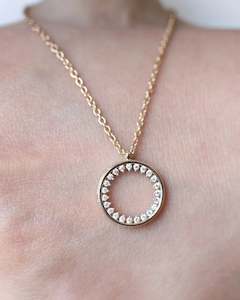 Circle of Light Diamond Pendant Necklace - 14K Gold