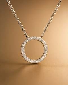 Necklaces: Diamond Circle Pendant Necklace