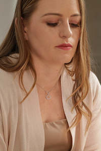 14K White Gold Wreath Pendant Necklace with Lab Diamonds